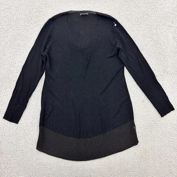 Eileen Fisher Sweater size Small V Neck Georgette Crepe Lightweight Shimmer - Picture 10 of 16